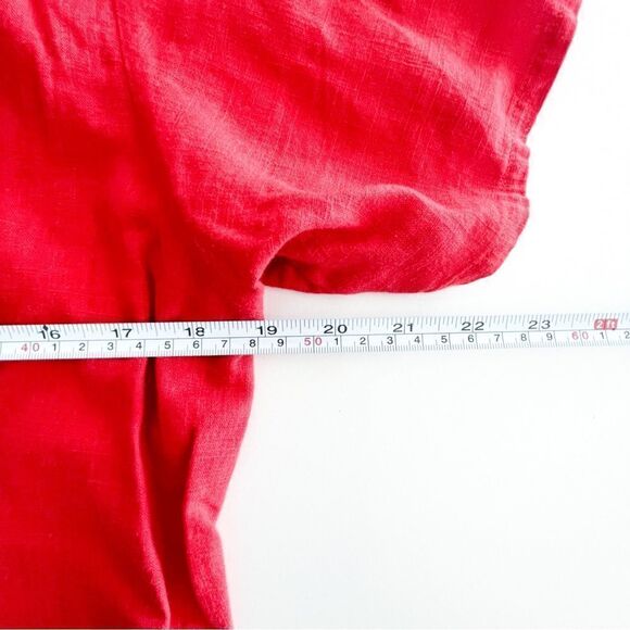 Pepaloves Dress Red Shift Short Sleeves Ramie Cotton Women's M - Picture 5 of 6